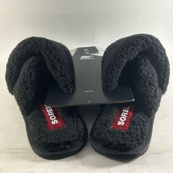 Sorel Go Mail Run Womens Faux Fur Slippers Black Size 8 - Picture 4 of 7